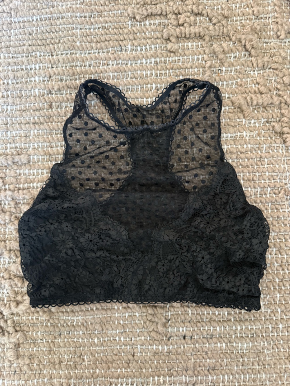 NWOT Victoria's Secret Black Lace & Polka Dot Mesh Tank
